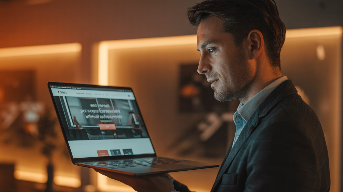 Diseñador web creando una página web moderna para una pyme
