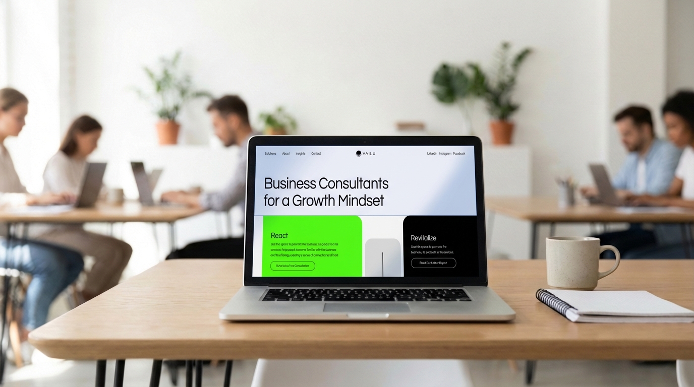 Equipo profesional de desarrollo web trabajando en una oficina moderna