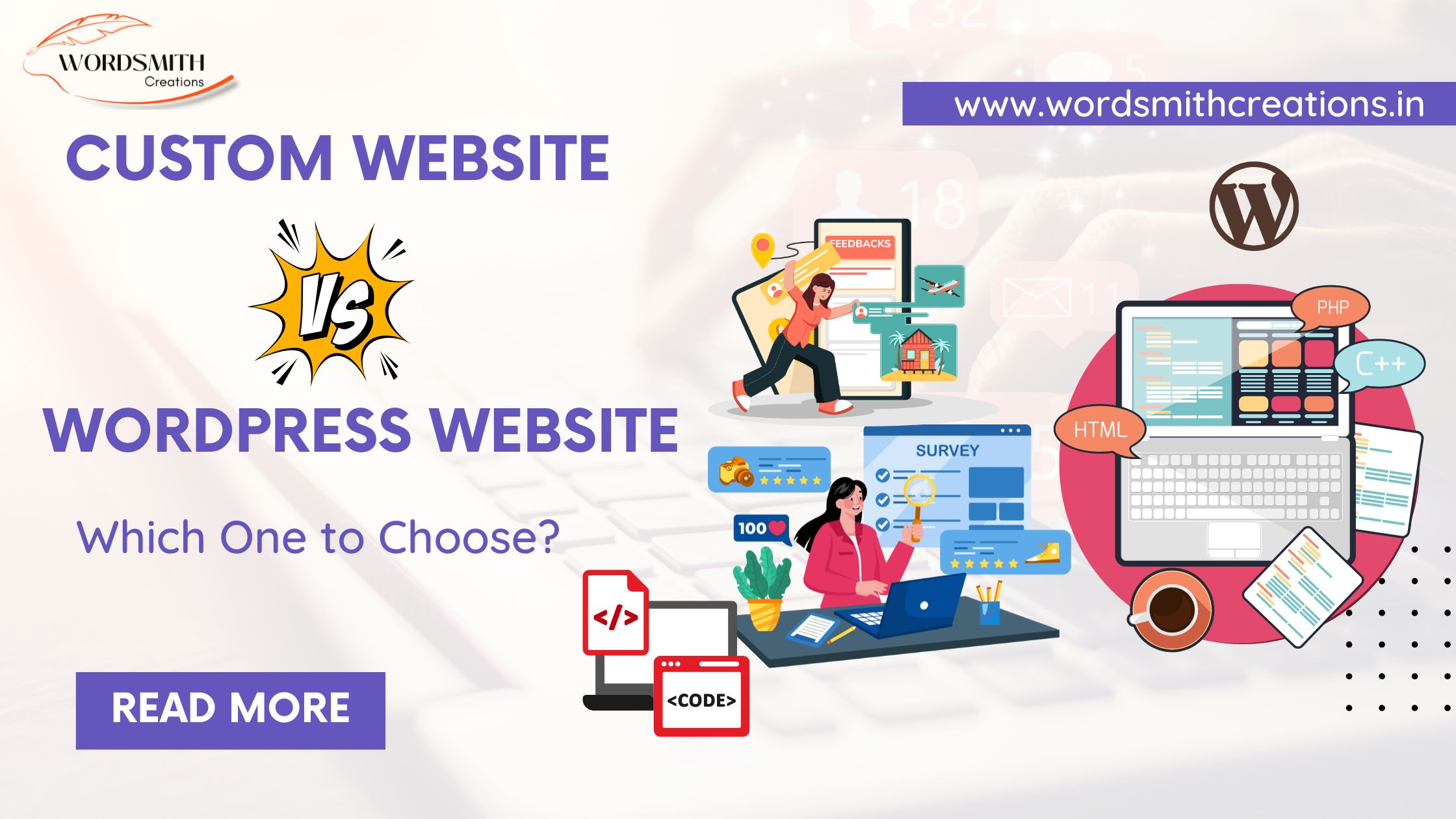 Comparativa visual entre WordPress y código a medida en pantalla dividida
