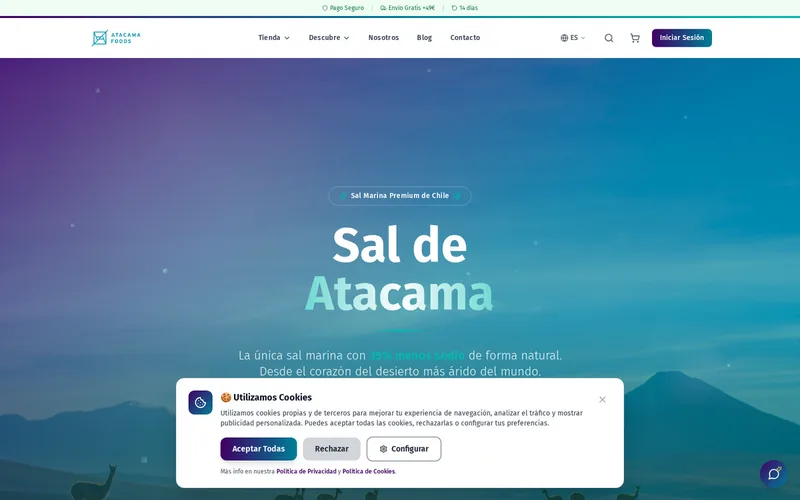 Diseño web profesional Atacama Foods por AdsVentas — ejemplo de Empresa Alimentaria