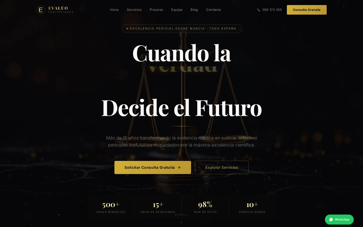 Diseño web profesional Evalúo Peritaciones por AdsVentas — ejemplo de Peritaciones Judiciales