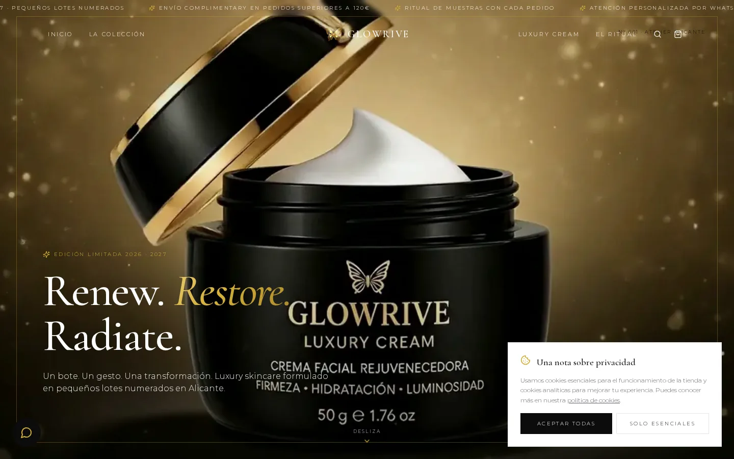 Diseño web profesional Glowrive por AdsVentas — ejemplo de E-commerce Belleza