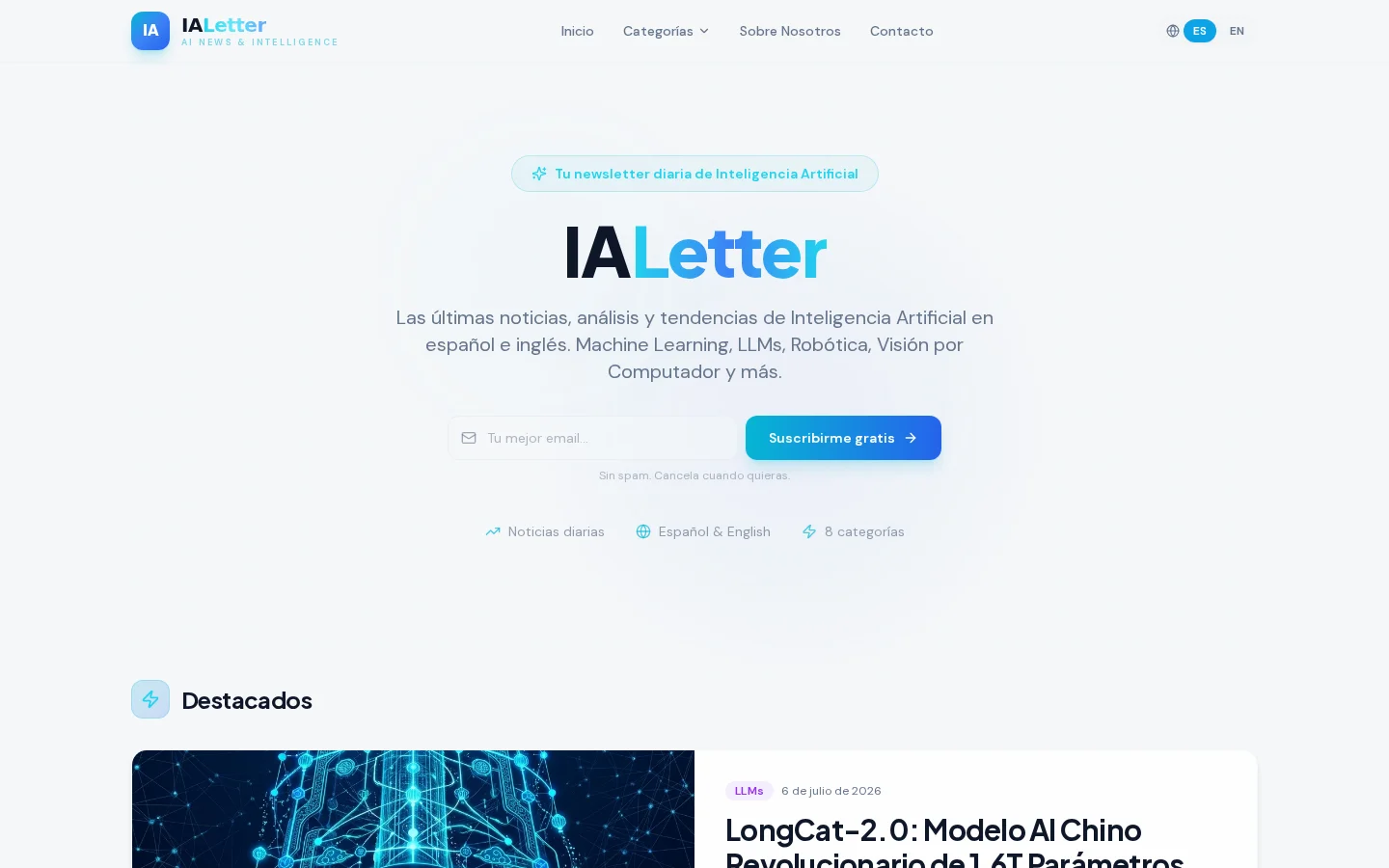 Diseño web profesional IALetter por AdsVentas — ejemplo de Tecnología & IA