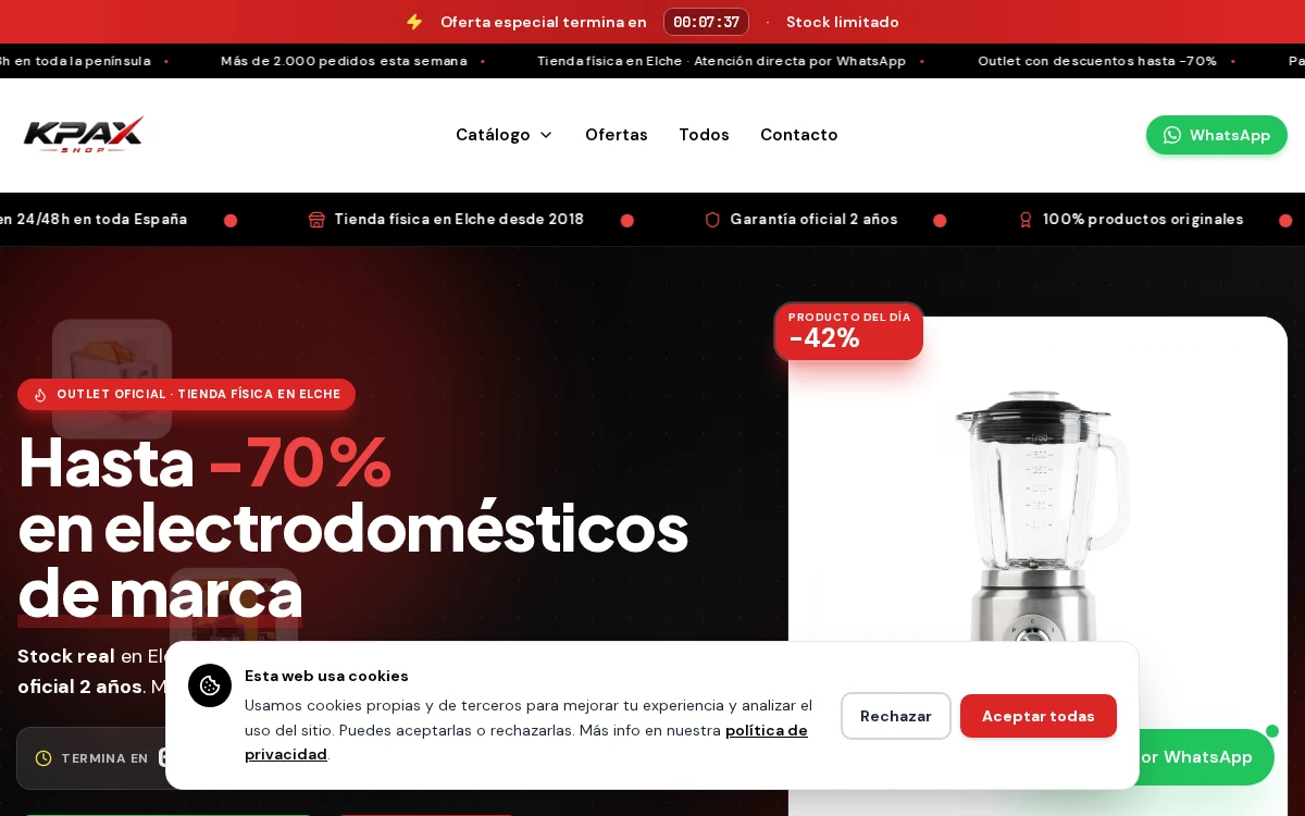 Diseño web profesional Kpax Shop por AdsVentas — ejemplo de E-commerce Tienda Online