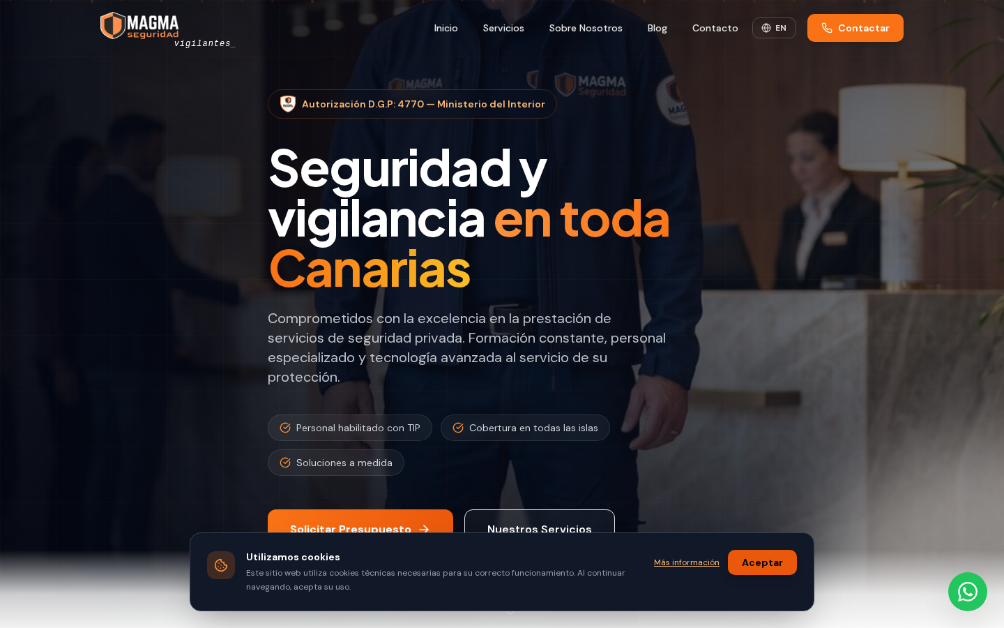Web profesional de MAGMA Seguridad - Programada a medida por AdsVentas
