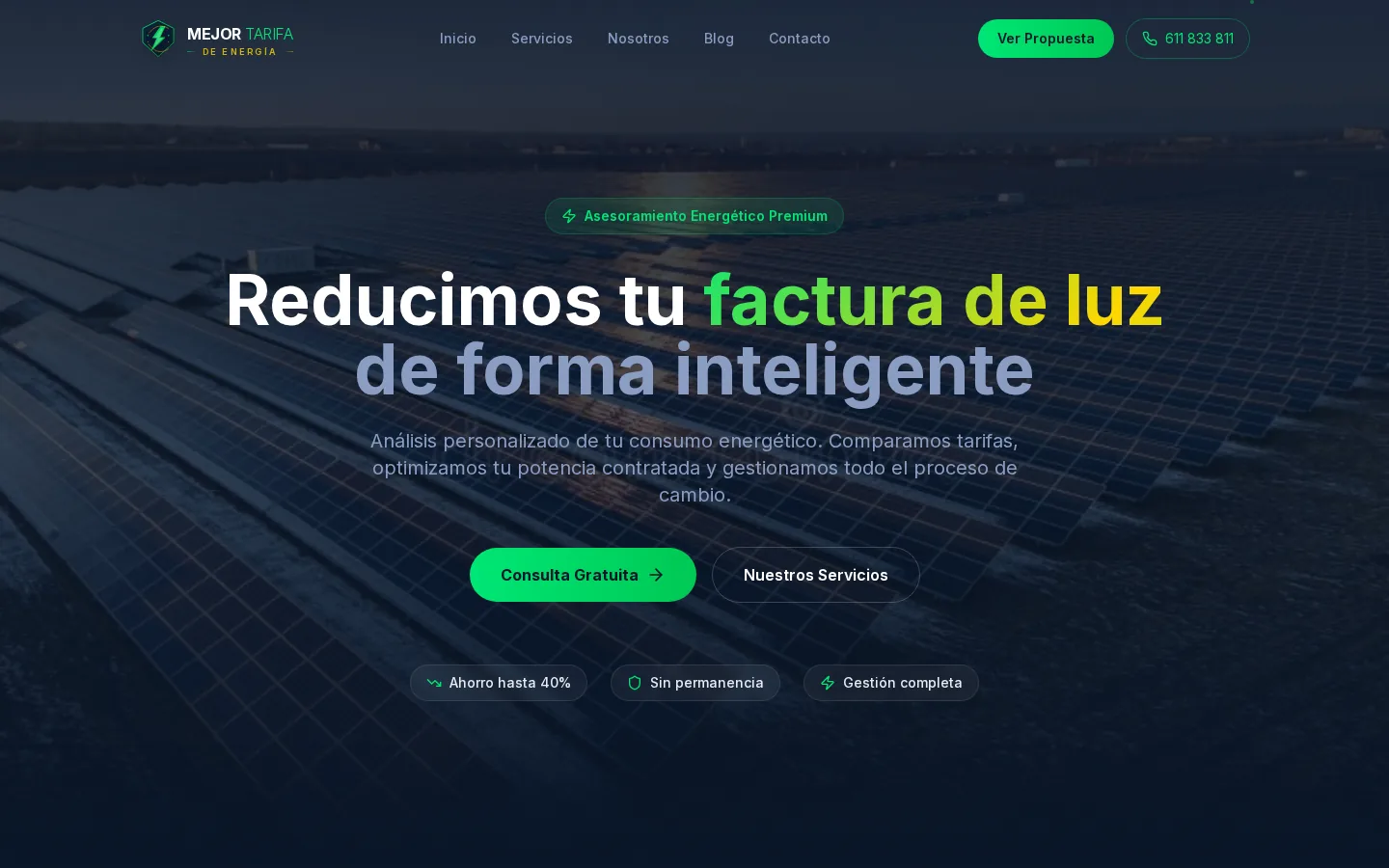 Diseño web profesional Mejor Tarifa Energía por AdsVentas — ejemplo de Comparador Energético