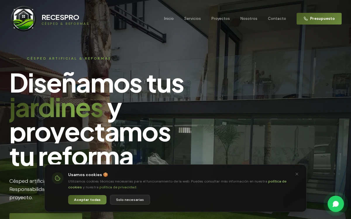 Diseño web profesional Recespro por AdsVentas — ejemplo de Recambios Profesionales