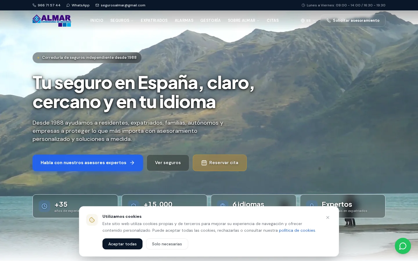 Diseño web profesional Seguros Almar por AdsVentas — ejemplo de Seguros