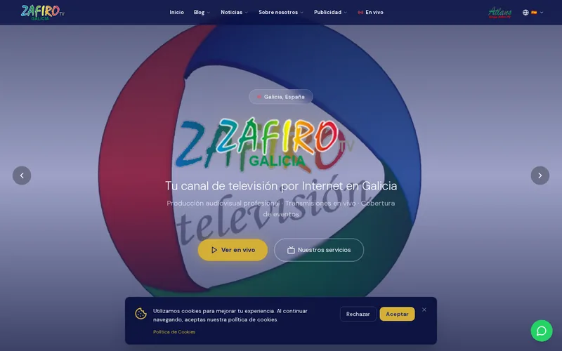 Diseño web profesional Zafiro TV por AdsVentas — ejemplo de Canal de Televisión